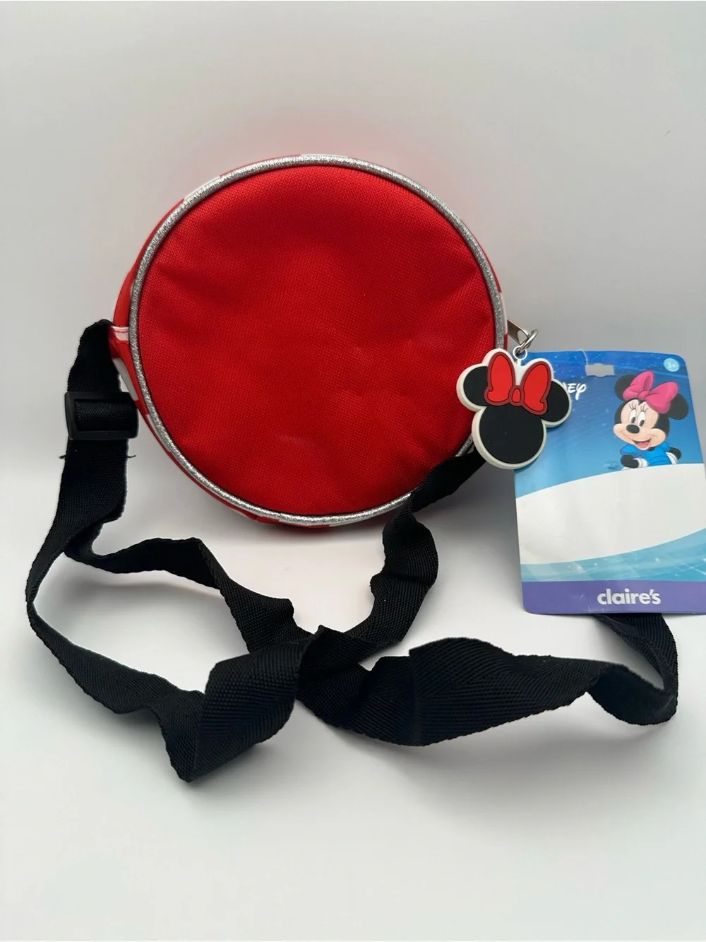 Disney Minnie Mouse Red Round Crossbody Bag with Black Strap